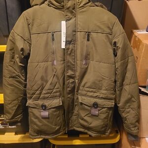 WenVen Men's Coat Jackets Thicken Cotton Winter Coat Parka With Removable Hood